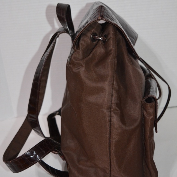 Gianni Versace Medusa Backpack Brown Nylon Leather Trim main image 8